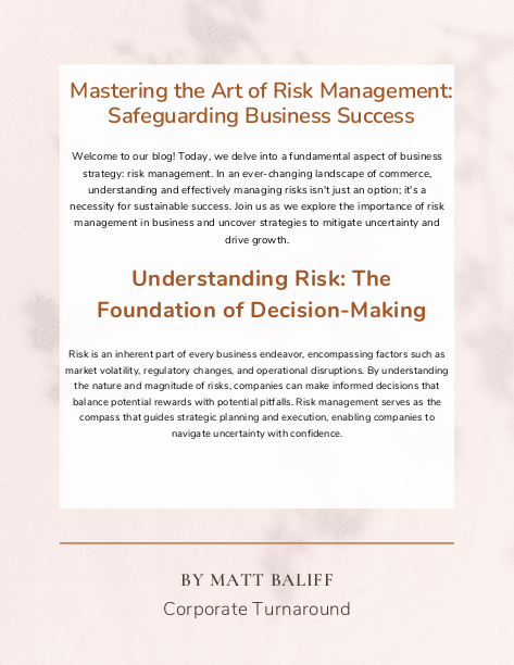Mastering the Art of Risk Management: Safeguarding Business Success