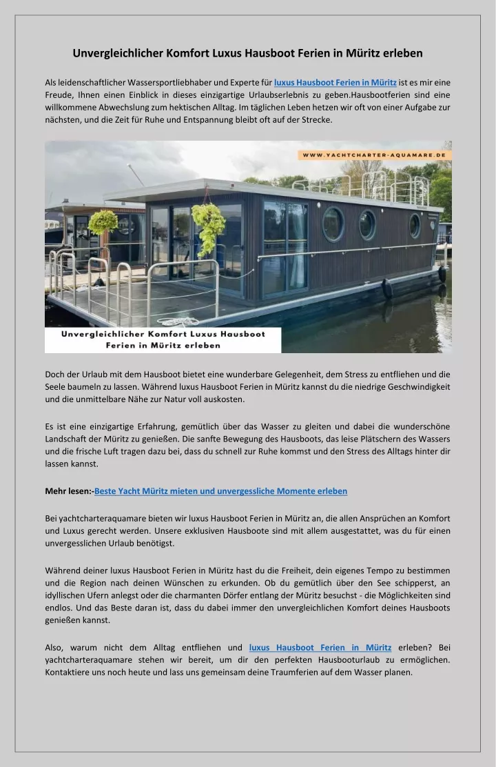 PPT - Erleben Sie unvergessliche Luxus-Hausboot-Ferien in Muritz PowerPoint Presentation - ID:13145707