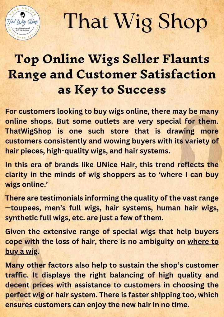 PPT - Top Online Wigs Seller Flaunts Range and Customer Satisfaction as Key to Success PowerPoint Presentation - ID:13409108