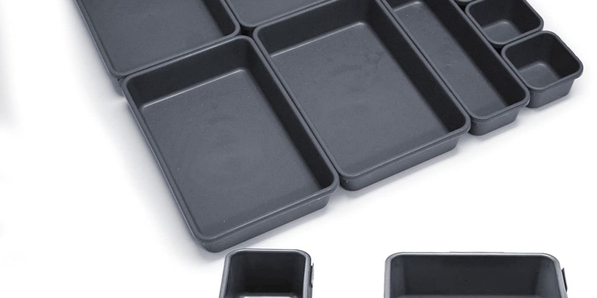 Stylish Grey Plastic Cutlery Tray for Neat & Organized Kitchen Drawers