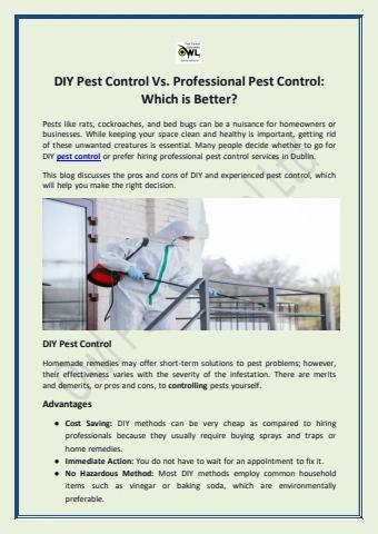 DIY Pest Control Vs. Professional Pest Control: Which is Better?